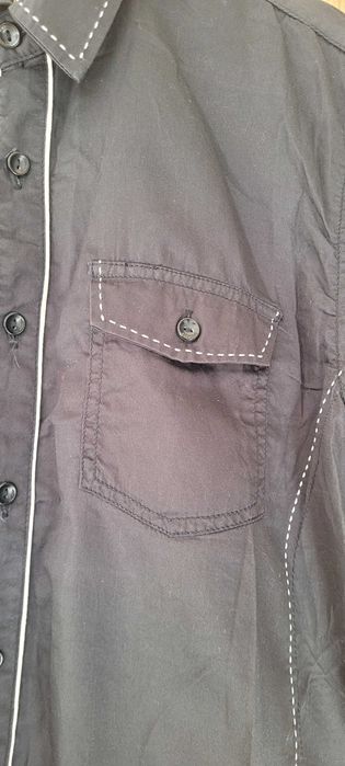 Czarna męska koszula slim fit dopasowana bawełna Smog, r M