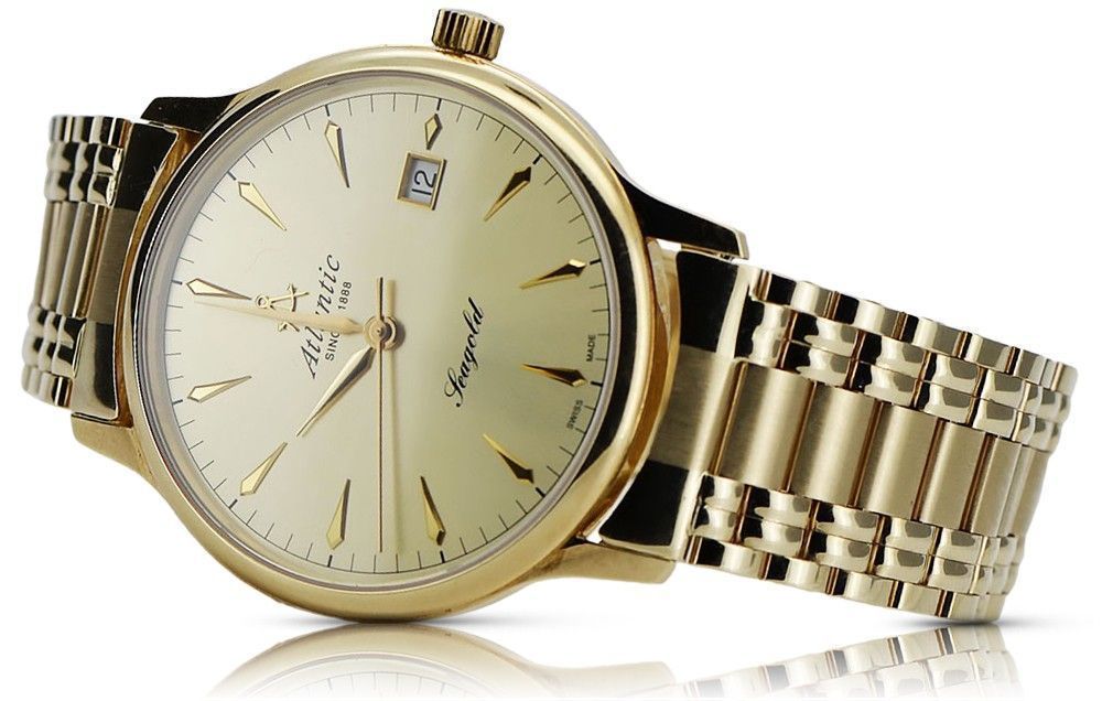 Złoty zegarek Atlantic 14k 585 z bransoletą męski mw003y&mbw006-Poznań