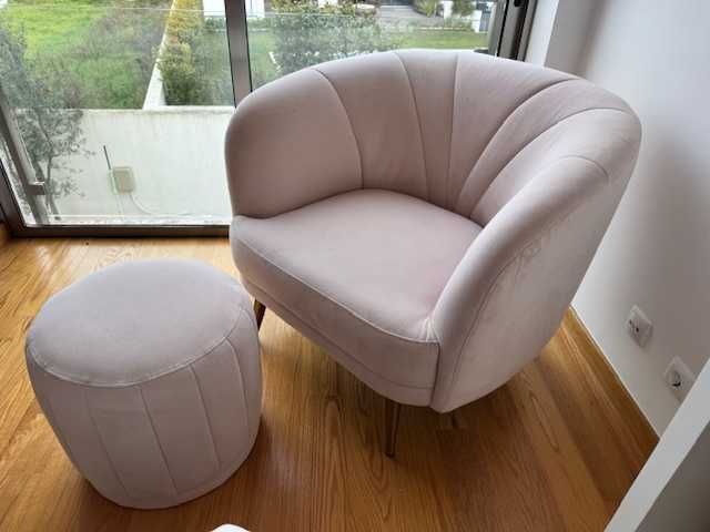Poltrona de veludo estilo vintage da La Redoute. Armchair Pale Pink.
