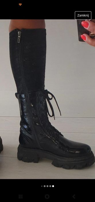 glany ojki Skórzane ciepłe Simen lakierowane  panterka jakość ekstra