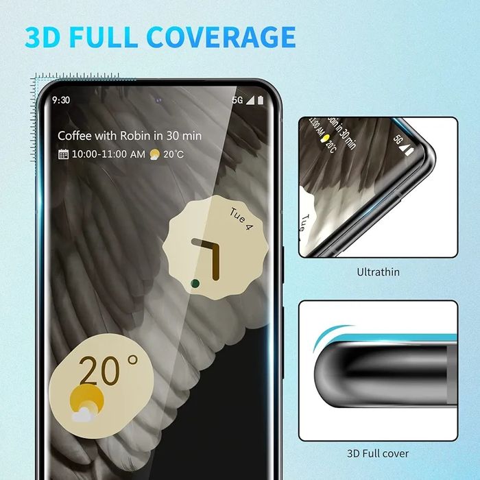 2 szt. Szkło hartowane zakrzywione 3D do Pixel 7 Pro 5G,