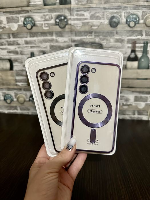 Силиконовый чехол TPU Metallic Full Camera with Magsafe для Samsung