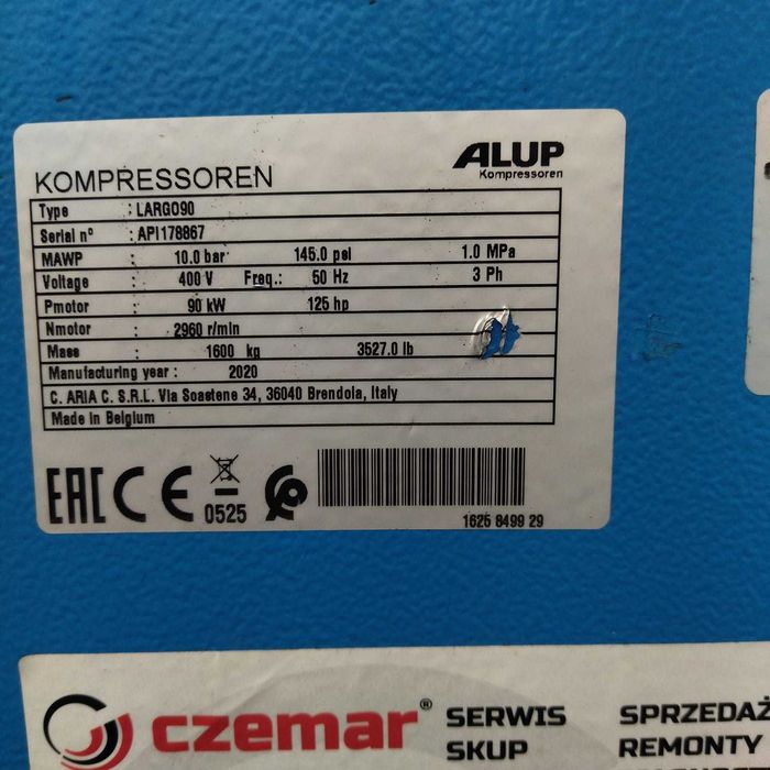 Sprężarka śrubowa,kompresor Alup Largo 90,90KW,S015744