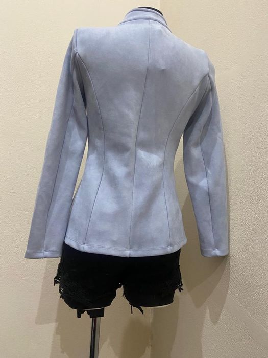 Marynarka żakiet zamsz baby blue niebieski guziki S, M, L