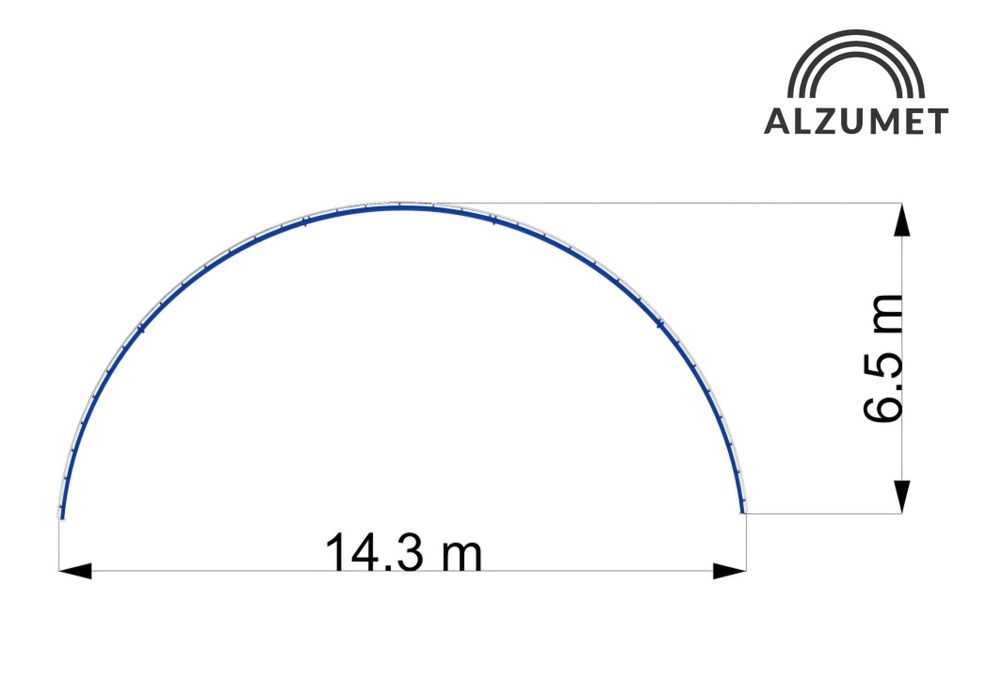 Hala łukowa 14.5 m szerokość wzmocniona teownikiem, magazyn oboro