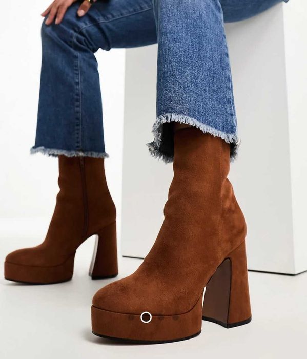 Botas de Salto Castanhas - wide fit 38