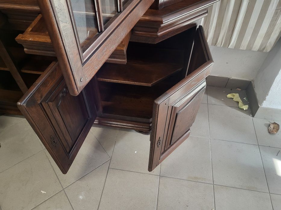 Zestaw 100% dębowy komoda witryna stół 8 krzeseł meble holenderskie