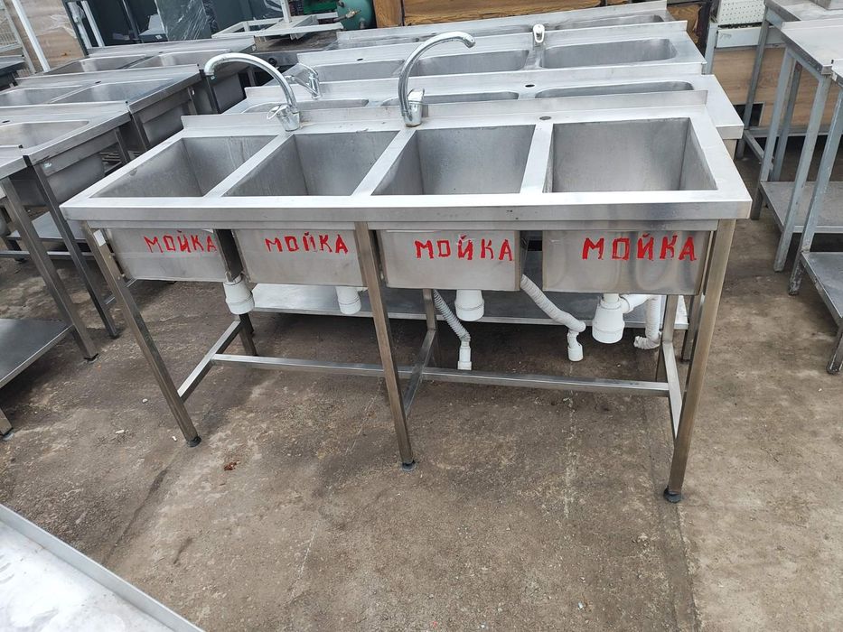Мойки из нержавейки. Столы, стеллажи, шпильки, зонты