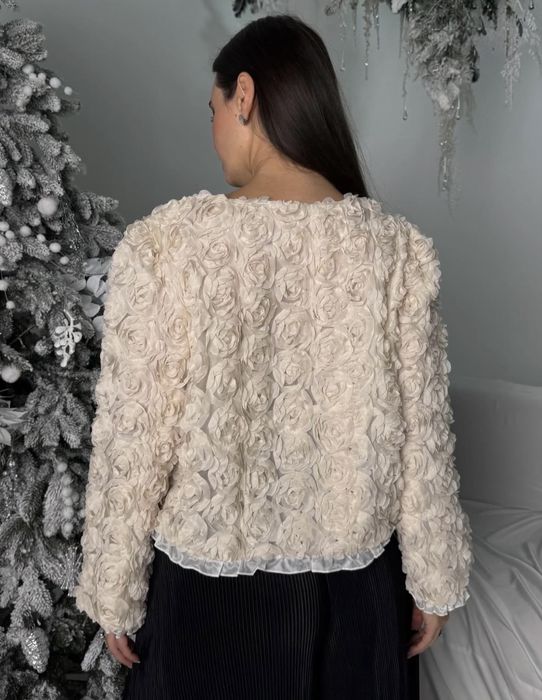 Святковий жіночий костюм 2XL жакет з квітів + штани плісе, нарядний