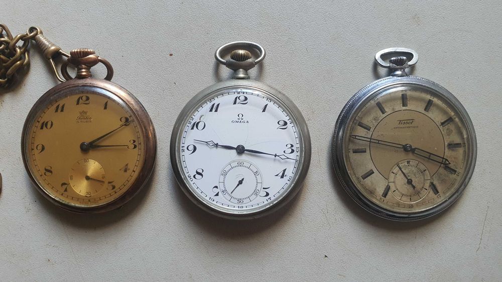 omega - tissot - fortis - zegarek kieszonkowy - 3 szt