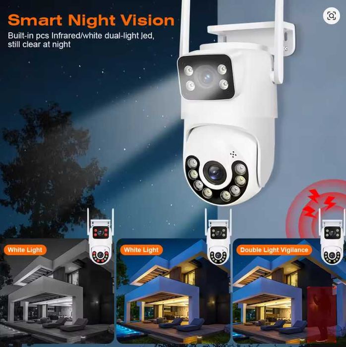 IP-камера 10MP 4K Wi-Fi, поворотна PTZ, подвійний об'єктив, iCSee