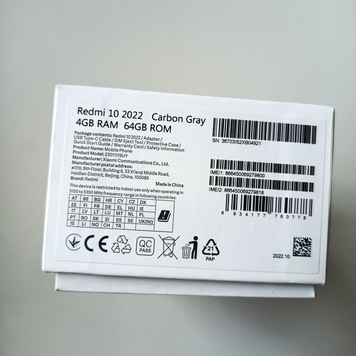 Telefon smartfon Xiaomi Redmi 10 2022 NFC 4/64