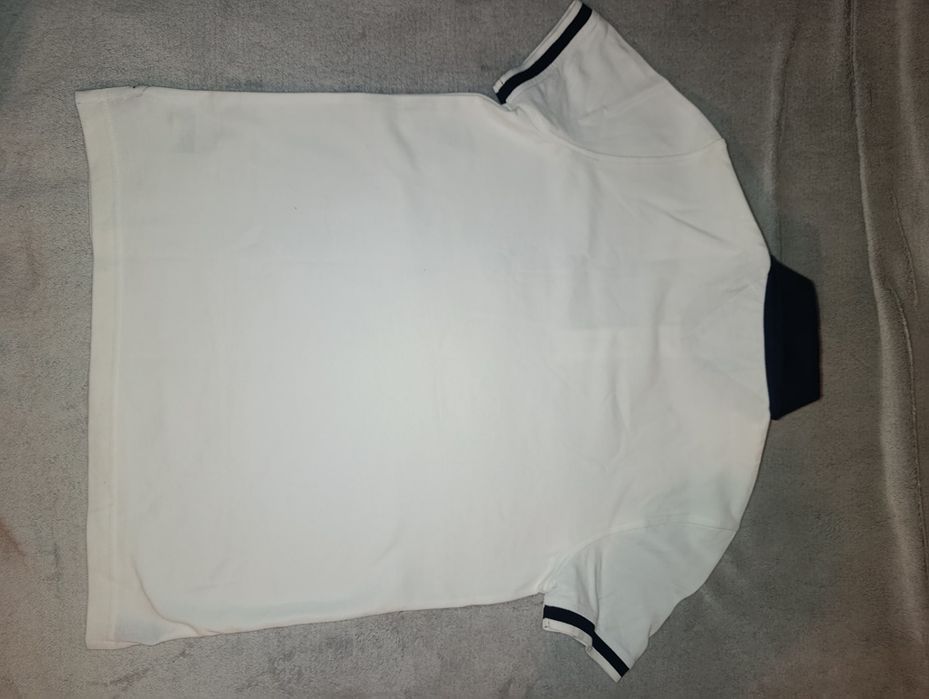 Nowa Koszulka Polo TOMMY HILFIGER Biała Granatowy Kołnierzyk r. S Custom Fit ORYGINAŁ