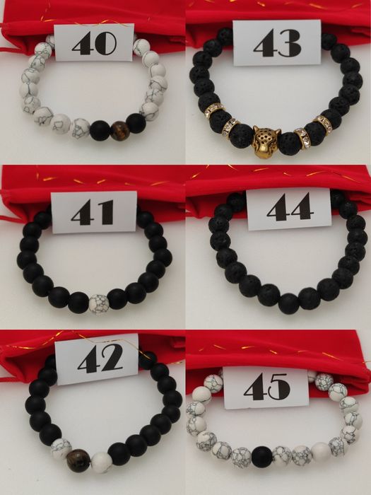 Pulseira pedras / contas para homem e mulher com bolsa vermelha