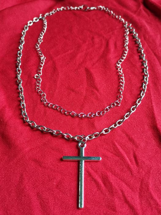 Choker naszyjnik srebrny krzyż gothic alternative opium SWAG y2k