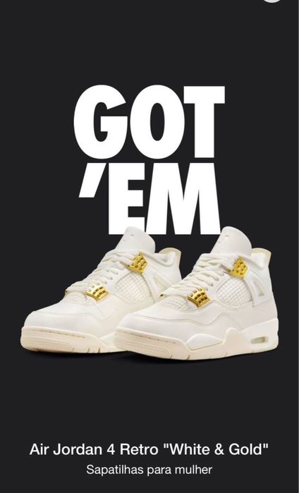 Jordan retro 4 white and gold
