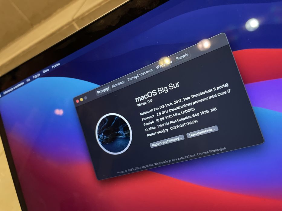 laptop Apple Macbook i 7 16gb 512ssd odnowiony a1708 faktura