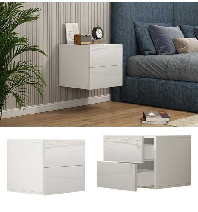 Livinity Sofie Szafka nocna stolik 49,6 x 45 cm (biały wysoki połysk)