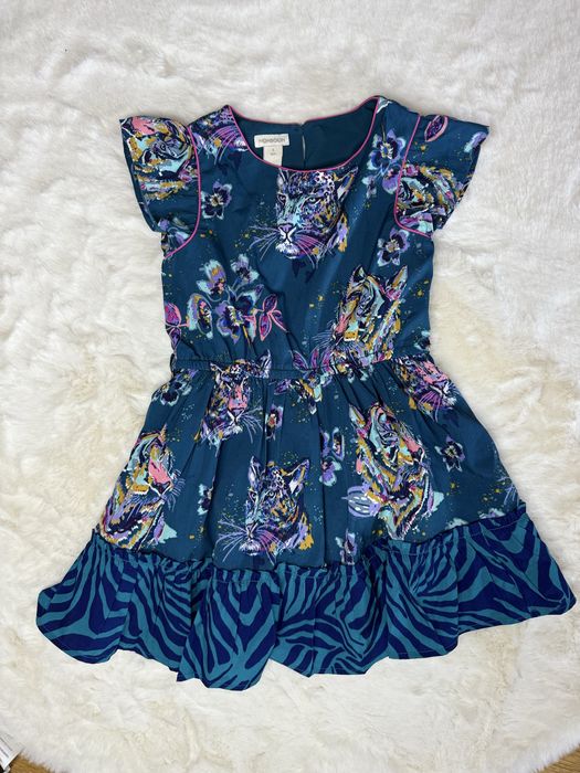 Sukienka z krótkim rękawem dla dziewczynki butelkowa zieleń