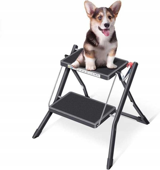 KINGRACK Składana drabina 2-stopniowa z antypoślizgową platformą