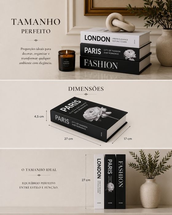 [NOVO] Set 3 livros decorativos