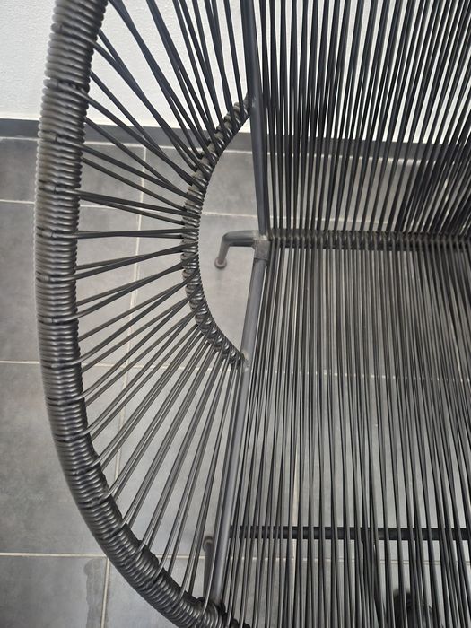 Cadeirão de Jardim de 2 Lugares em Resina e Metal Preto