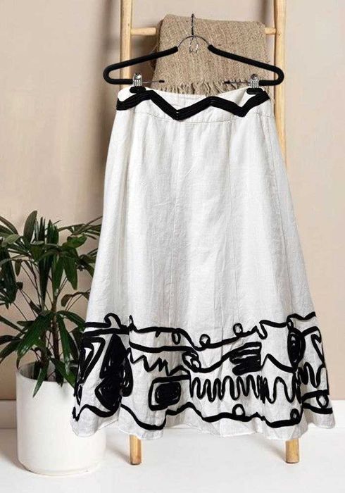 Белая летняя юбка из льна с вышивкой Marks&Spencer, р. XL/2XL