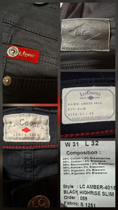 Spodnie Lee Cooper Amber 4015 Black Highrise Slim