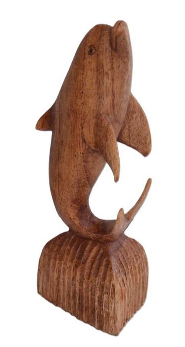 Estatueta em madeira maciça - Golfinho