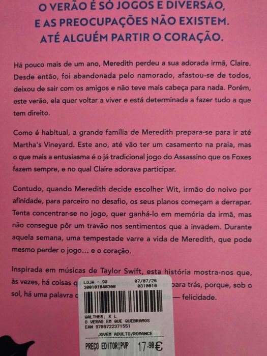 Livro de K.L. WALTHER O Verão em  que Quebrámos todas as Regras
