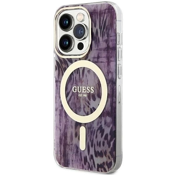 Etui Guess Leopard MagSafe na iPhone 14 Pro - różowe