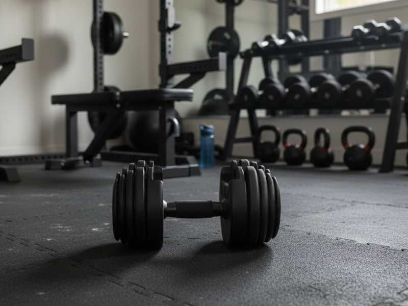 Profesjonalna hantla regulowana 24kg z gumowanym uchwytem i podstawką