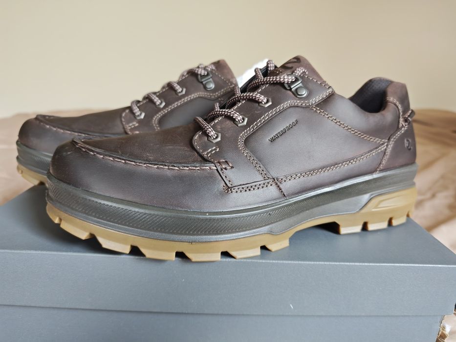 Ecco Rugged Track brązowe czekoladowe wodoodporne skórzane trekingowe rozm 44 wkładka 28,5cm