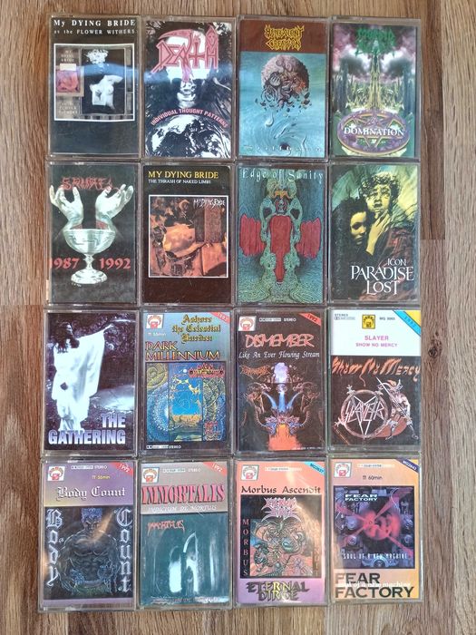 Zestaw 16 kaset Death Metal z lat 90. – Death, Morbid Angel, Dismember, My Dying Bride+ 5 gratisów
