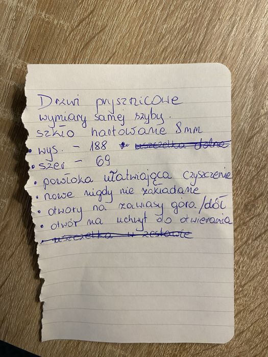 Dzwi do kabiny prysznicowej szklane