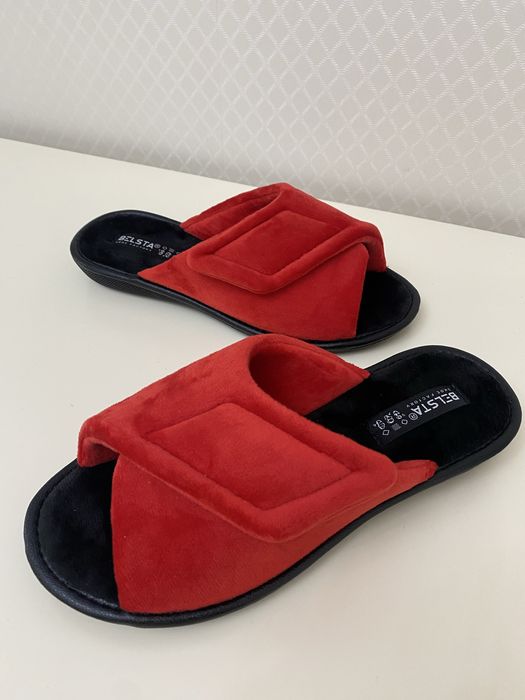 Жіночі тапочки велюр Белста,на липучці 37-41 бордо,червоні та бежеві