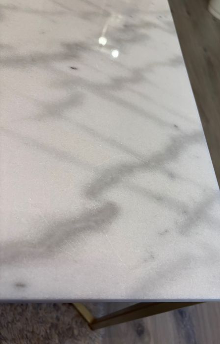 Stolik kawowy 80 cm szkło hartowane marmur