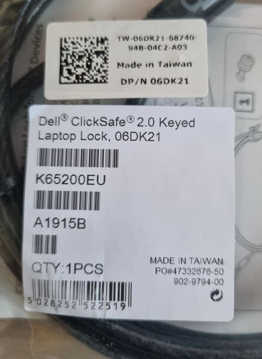 Linka zabezpieczającą Dell Kensington Clicksafe Lock 06DK21 nowa