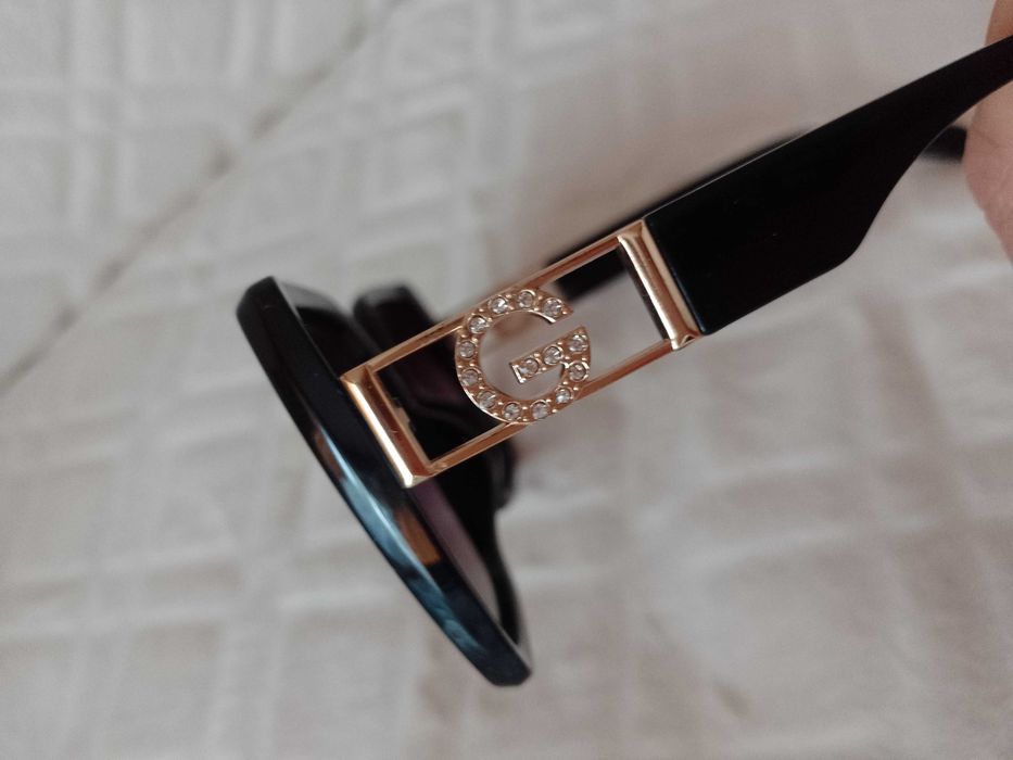 Czarne, bogato zdobione okulary przeciwsłoneczne, NOWE