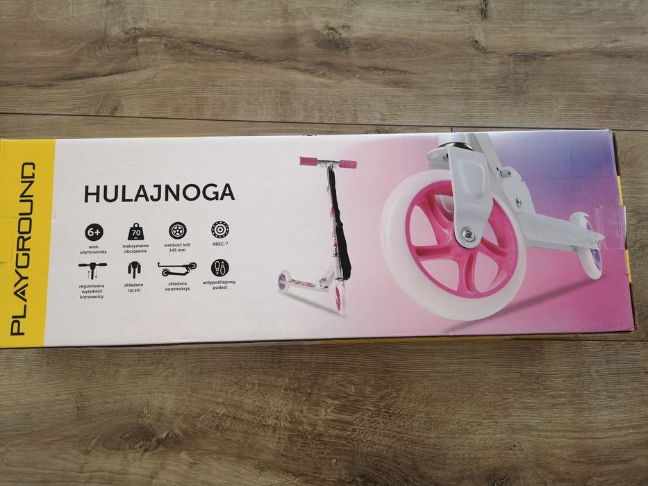Hulajnoga PLAYGROUND biała - różowa  6+ do 70 kg