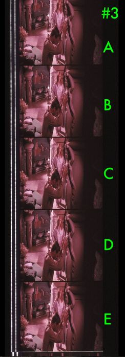 Fotogramas em película do filme Indiana Jones - Temple of Doom