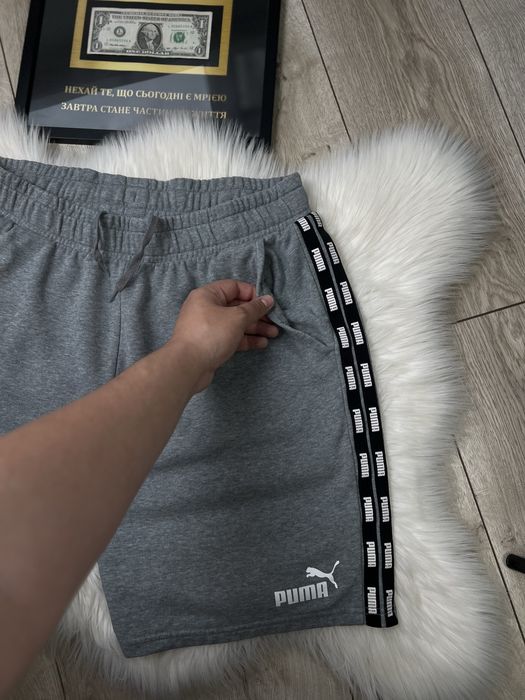 Shorts PUMA Essentials Tape Grey Оригинал | Мужские Шорты с лампасами L
