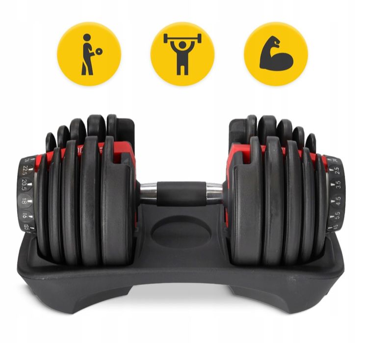 Регульовані тренажерні гантелі 24кг 4FIZJO •Гантелі регульовані