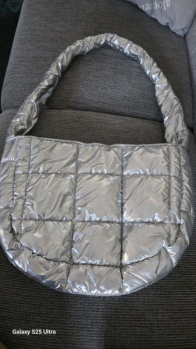 Srebrna pikowana torba puffer ASOS / stan idealny jak nowa / cloud bag