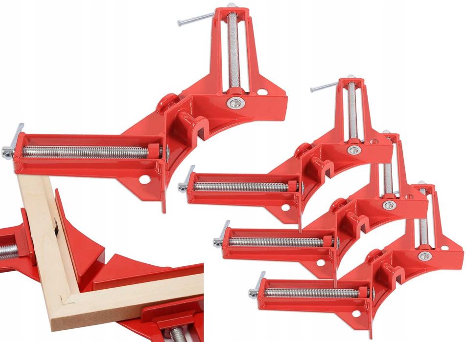 Ścisk STOLARSKI Kątowy 90° Zacisk Narożny Aluminiowy 75mm - 4 sztuki