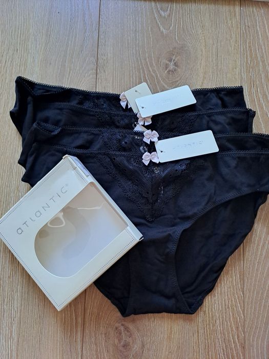 4x Majtki damskie Atlantic, rozmiar L, kolor czarny
