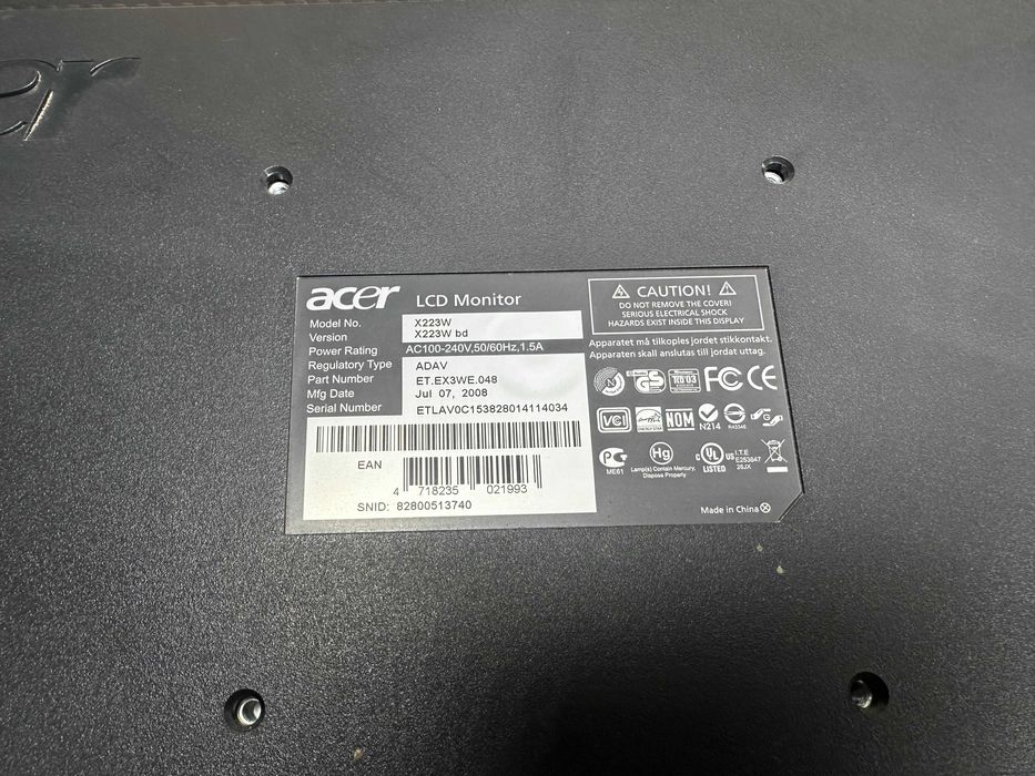 Монитор 22 дюйма  ACER x223w