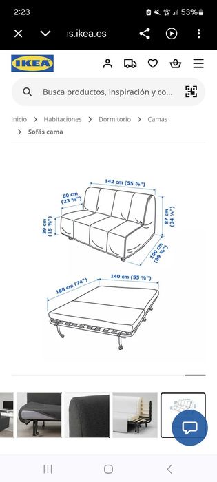Sofá cama cinza IKEA