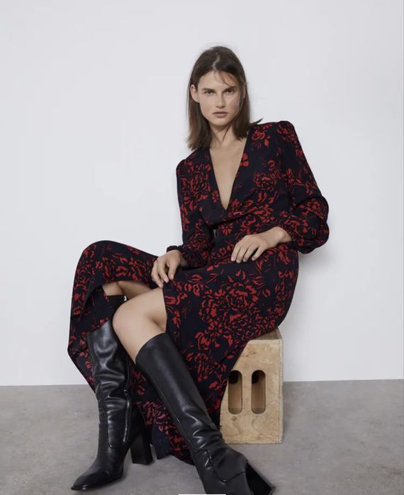 Максі сукня zara з довгим рукавом