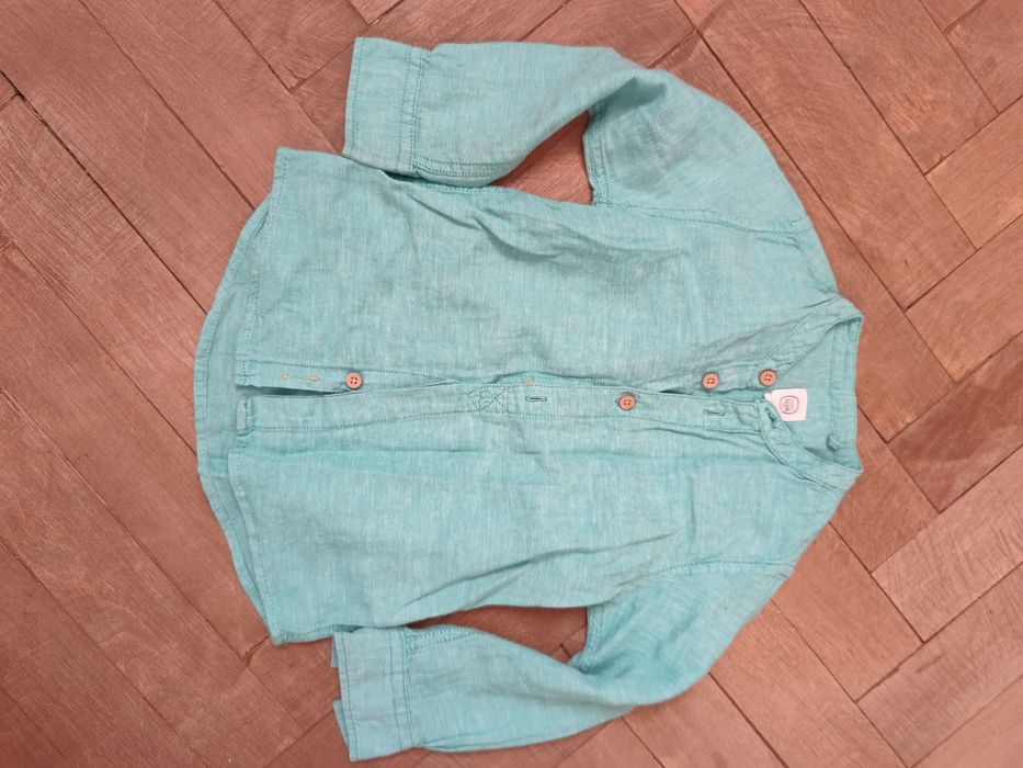 Koszula jasnoniebieska 60% len Cool club rozmiar 98